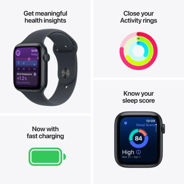 594868138.webp Смарт-годинник Apple Watch SE 3 (2025) GPS 44mm Midnight Aluminium Case with Midnight Sport Band - S/M (MEHN4RK/A)